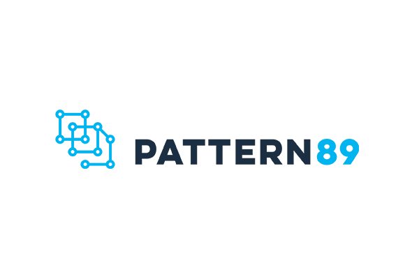 Logo for Pattern89 featuring a blue connected node graphic and the text 'PATTERN89' on a white background.