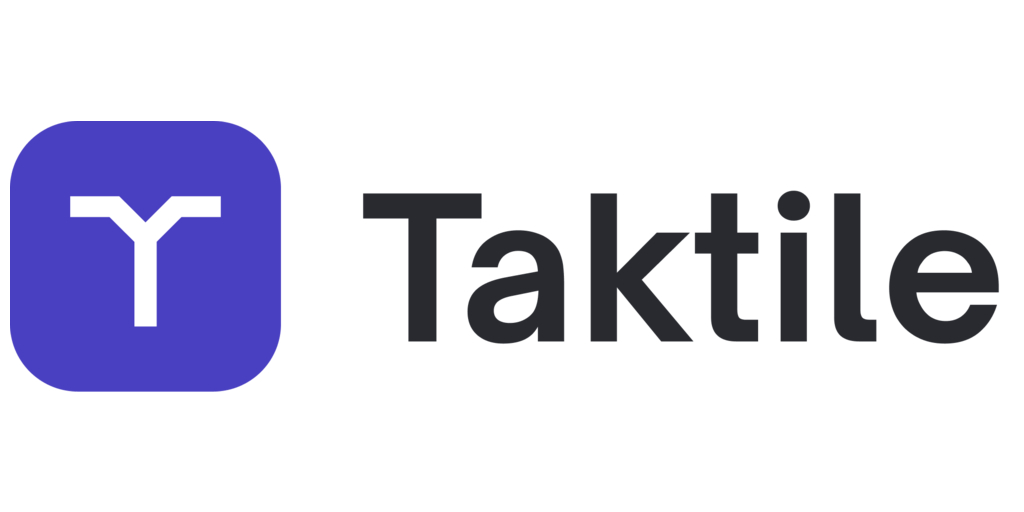 Logo of Taktile with a purple square containing a white "Y" symbol on the left and the word "Taktile" in black text on the right.