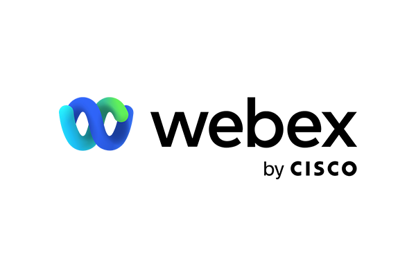 Webex by Cisco logo with a multicolored 'W' icon and text on a transparent background.