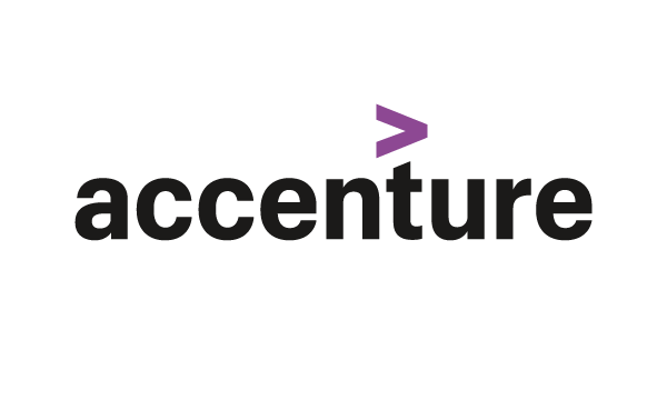Accenture logo with black text and a purple greater-than symbol above the "t".