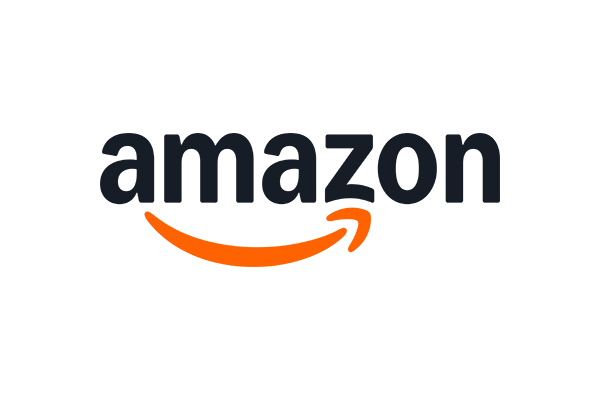 Amazon logo with stylized black text and an orange underline resembling a smile.