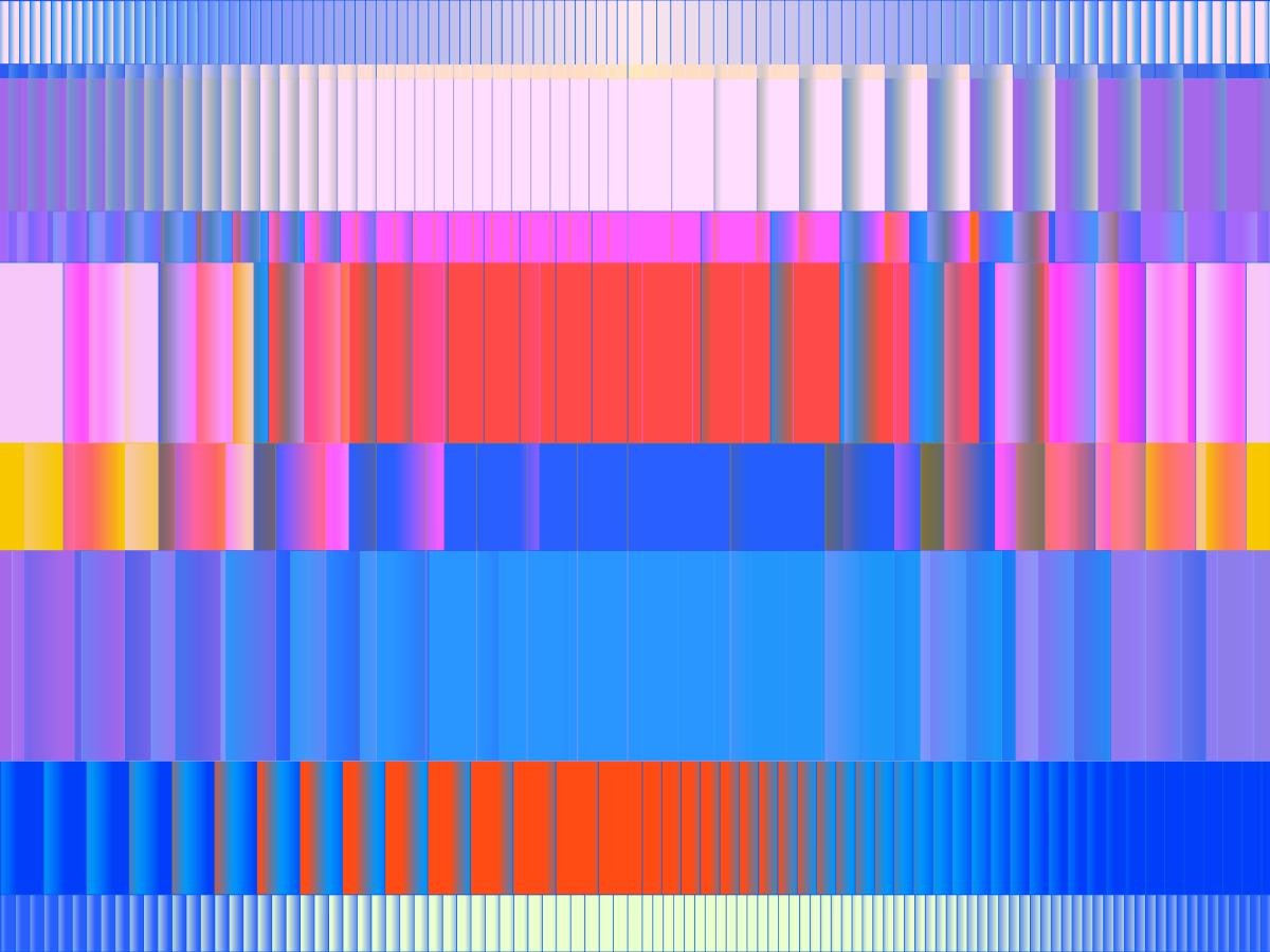A vibrant abstract background featuring a pattern of colorful rectangular shapes arranged in horizontal rows, with various shades of blue, red, purple, pink, and yellow.