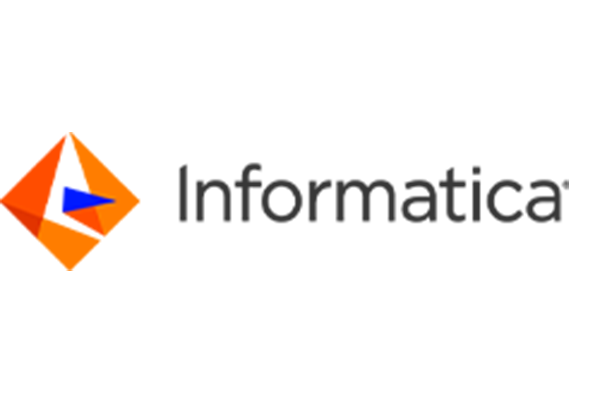The logo for Informatica, featuring an orange geometric shape with a blue arrow and the company name 'Informatica' in modern font.