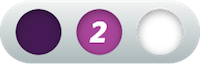 A graphical step indicator featuring three circles, with the middle circle highlighted in purple and displaying the number 2, representing step 2 in a machine learning or process workflow.