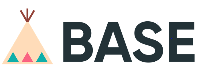 Logo of BASE Inc. featuring a stylized tent icon with colorful geometric shapes and the word 'BASE' in bold black letters.
