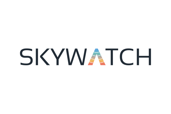 The SkyWatch company logo featuring the word 'SKYWATCH' with a stylized 'A' in gradient colors.