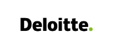 Deloitte logo in black text with a green dot at the end, on a transparent background