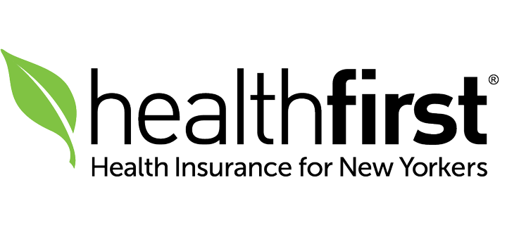 Healthfirst logo featuring a green leaf and the text 'Health Insurance for New Yorkers'. This image represents a health insurance provider in New York.