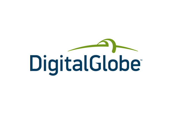 DigitalGlobe logo featuring the company name in blue with a green arc above it on a white background.