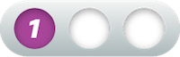 A graphical step indicator with a purple circle displaying the number 1 followed by two empty black-outlined circles, representing the first step in a multi-step process.