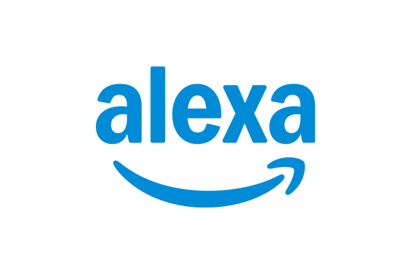 The Amazon Alexa logo in blue text with the signature smile underline.