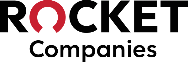 Vertical logo for Rocket Companies, featuring the company's name with a prominent red circular design above the letter 'O' in 'Rocket'.