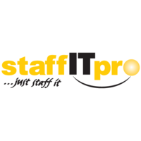 Logo of staffITpro with yellow and black text and a stylized yellow dot on a white background.