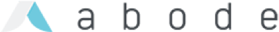 Logo for Abode, featuring a stylized 'A' symbol in blue and white followed by the word 'abode' in lowercase letters.