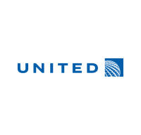The logo of United Airlines, featuring the word 'UNITED' in blue capital letters and a blue globe emblem.