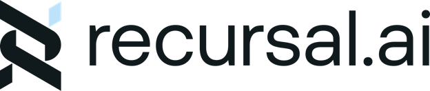 Logo for recursal.ai in black text with abstract icon on the left.