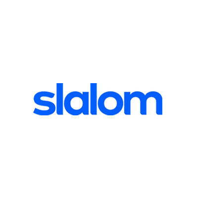 Slalom logo in blue text with a transparent background.