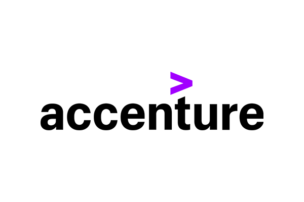 The Accenture logo featuring a stylized greater-than symbol in purple above the company name, representing the Accenture brand.