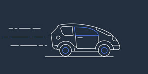 A minimalist line art illustration of a car in motion, representing the concept of hidden costs in automotive software and machine learning.