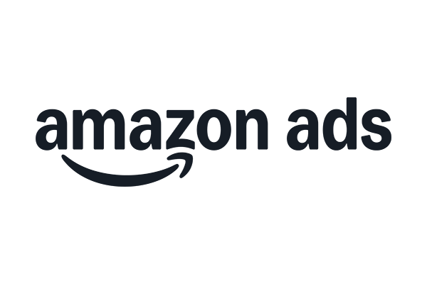 Amazon Ads logo in black text with Amazon's signature smile arrow underneath the word 'amazon'.