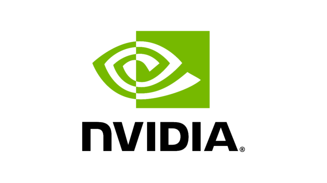 NVIDIA logo, green and black with stylized eye and NVIDIA wordmark, vertical format