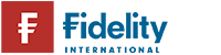 "Fidelity International logo with a red square and white 'F' symbol next to blue text."