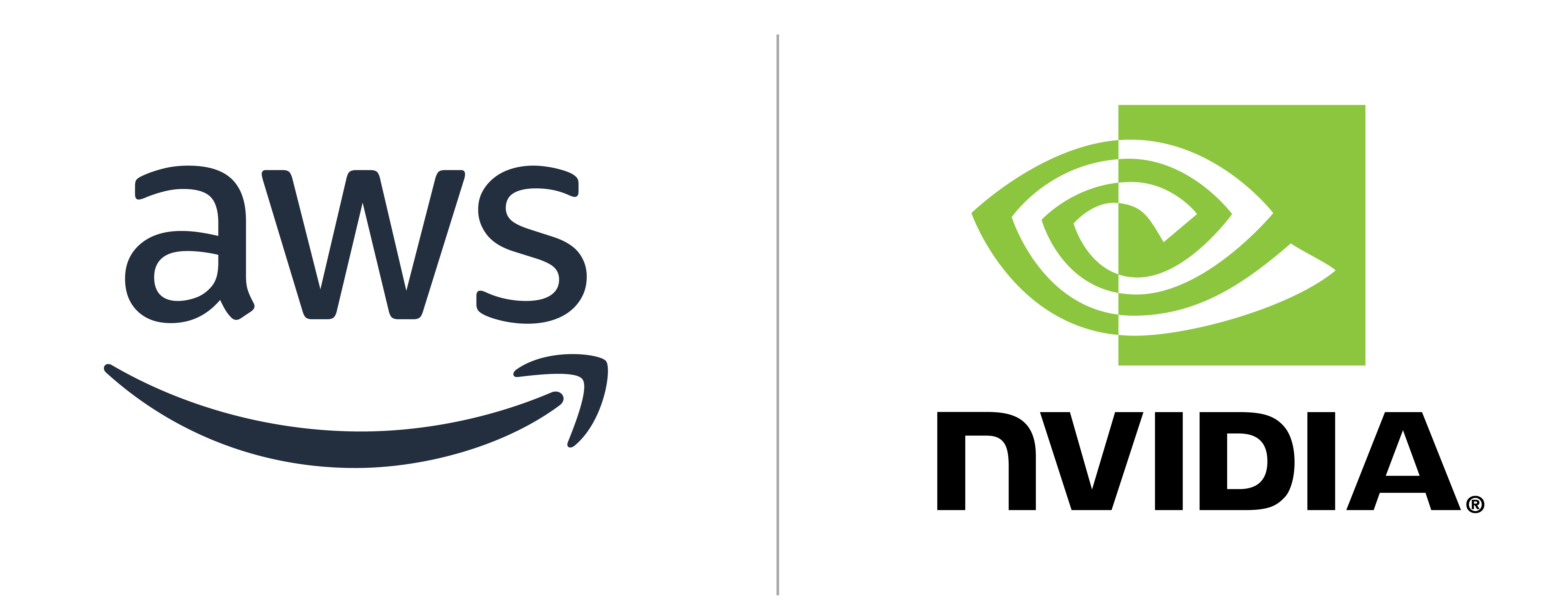 AWS logo on the left and NVIDIA logo on the right, separated by a vertical line.
