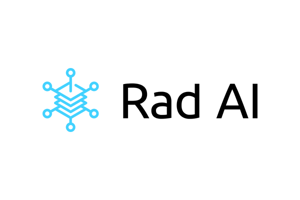 The logo for Rad AI, featuring a stylized blue neural network icon next to the text 'Rad AI'.