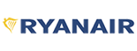 The Ryanair company logo featuring the Ryanair name in blue capital letters and a yellow harp symbol on a white background.