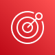 Amazon Pinpoint logo featuring a red background with a white target and arrow icon.