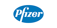 The Pfizer logo featuring the company name in white text inside a blue oval shape on a white background.