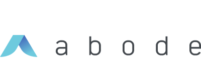 The logo for Abode, featuring a stylized blue 'A' symbol followed by the word 'abode' in lowercase letters.