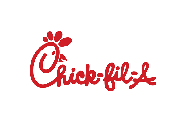 Chick-fil-A logo in red script with a chicken head design incorporated into the "C."