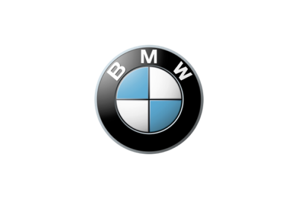 BMW logo with a black circular border and a blue-and-white checkered center.