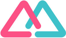 A logo featuring two interlocking triangles, one pink and one cyan, representing a stylized and modern design often used for analytics or technology branding.