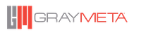 GrayMeta company logo with stylized text and design elements.