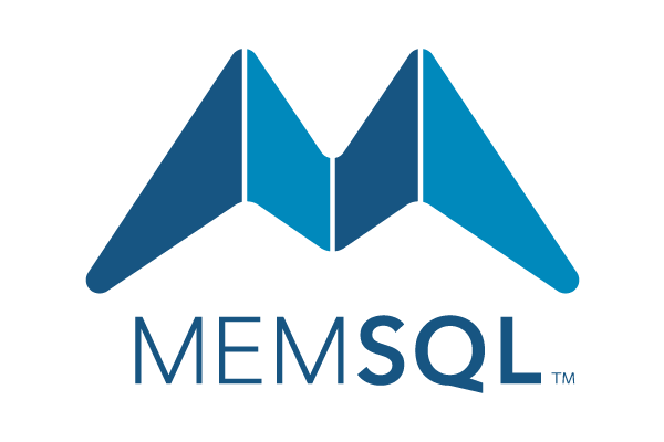 MemSQL logo with blue text and stylized 'M' graphic on a transparent background.