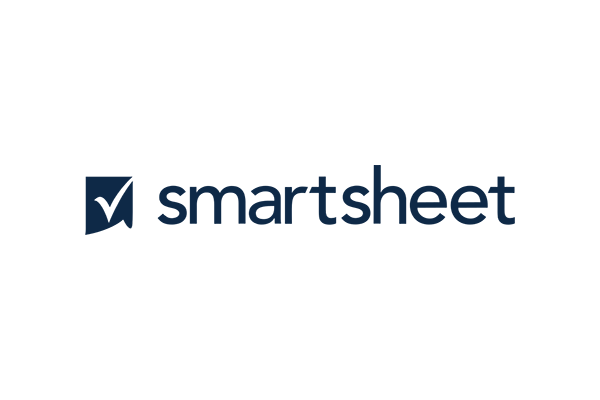 Smartsheet logo with a checkmark icon and the word 'smartsheet' in blue text.