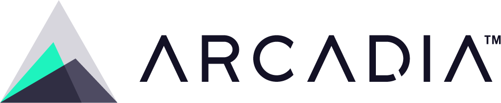 Arcadia logo with a stylized mountain graphic and the word 'ARCADIA' in black, horizontal layout.