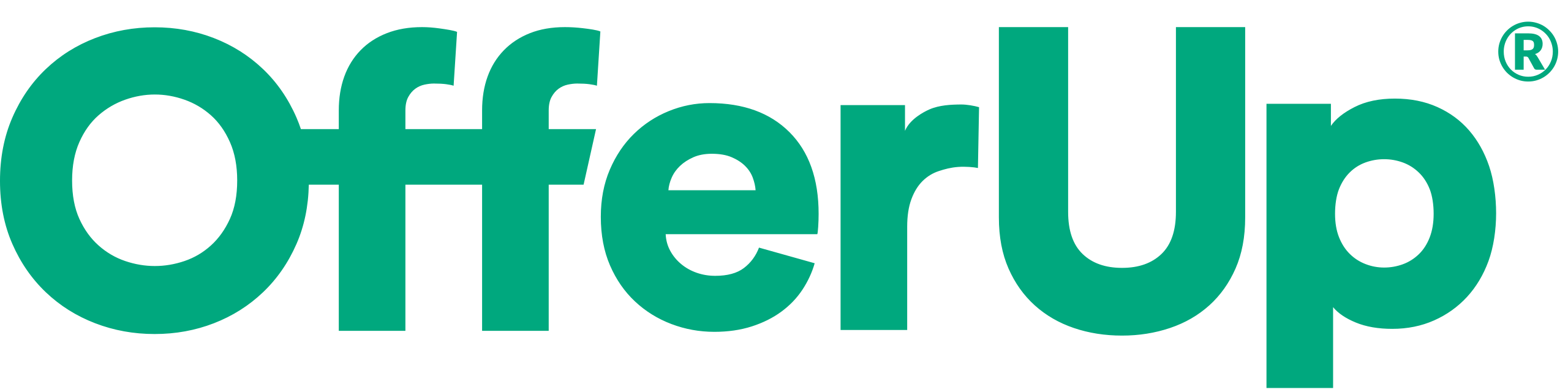 The OfferUp logo features the word 'OfferUp' in bold green lettering with a registered trademark symbol.