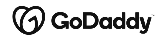 The black GoDaddy logo featuring a stylized 'G' heart mark and GoDaddy text.