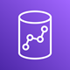 Amazon Redshift logo icon featuring a stylized data cylinder with a line graph on a purple background.