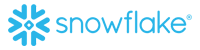 Snowflake logo with blue text on a transparent background