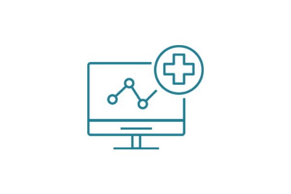 A blue icon representing qualitative analytics, featuring a stylized magnifying glass and document. Used for analytics category and data analysis visual identifiers.
