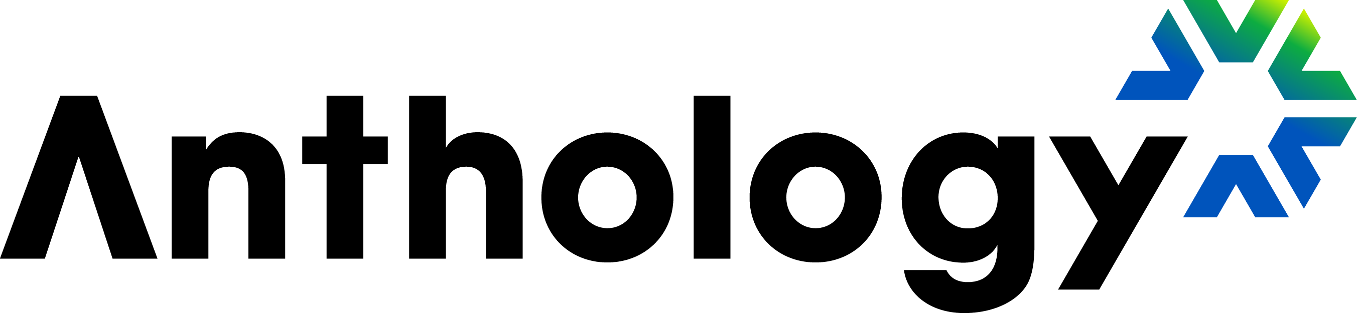 Anthropic full color logo on a black background, featuring stylized geometric elements in green and blue, with the word 'Anthropic' in black text.