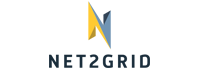 NET2GRID company logo with geometric shapes in yellow, gold, and blue above the NET2GRID name on a dark background.