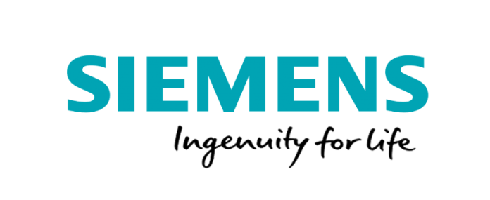 Siemens logo with the tagline 'Ingenuity for life' in teal and black text on a transparent background.