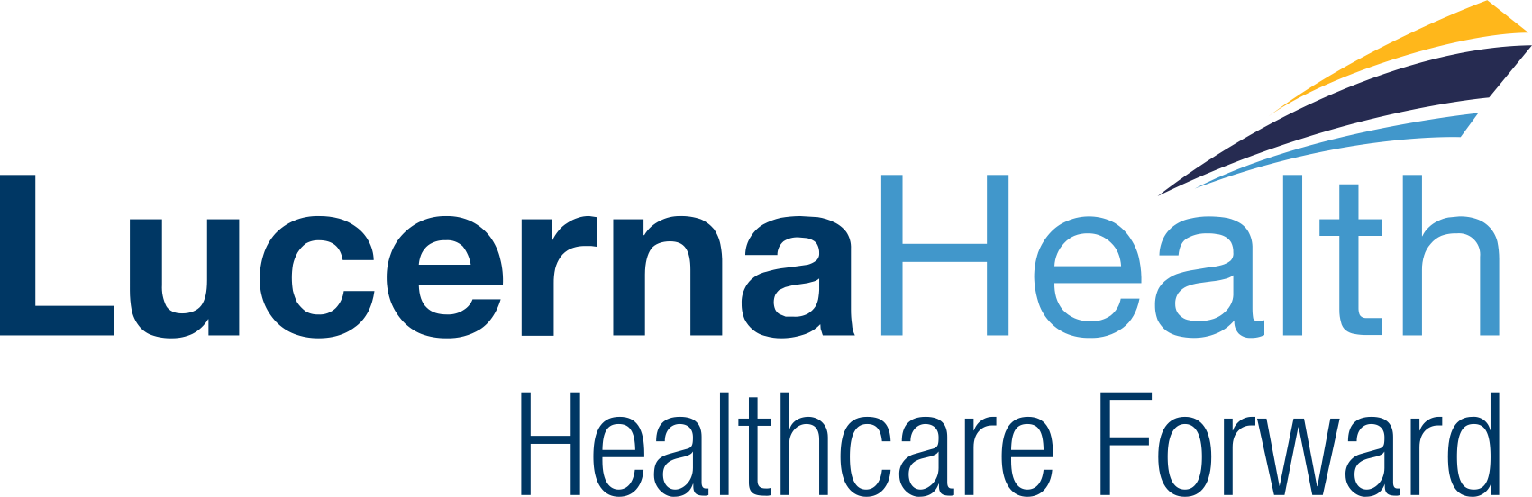 Logo for LucernaHealth with the tagline 'Healthcare Forward' and a stylized graphical mark.