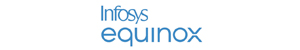 "Infosys Equinox logo in blue text on a white background."