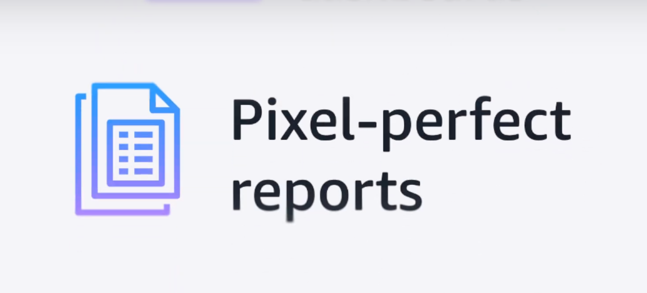Pixel-perfect reports graphic with a document and chart icon